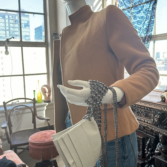 Vintage Camel Wool cashmere lined Jacket XS Fitted snuggly Very warm No closure - Picture 10 of 15